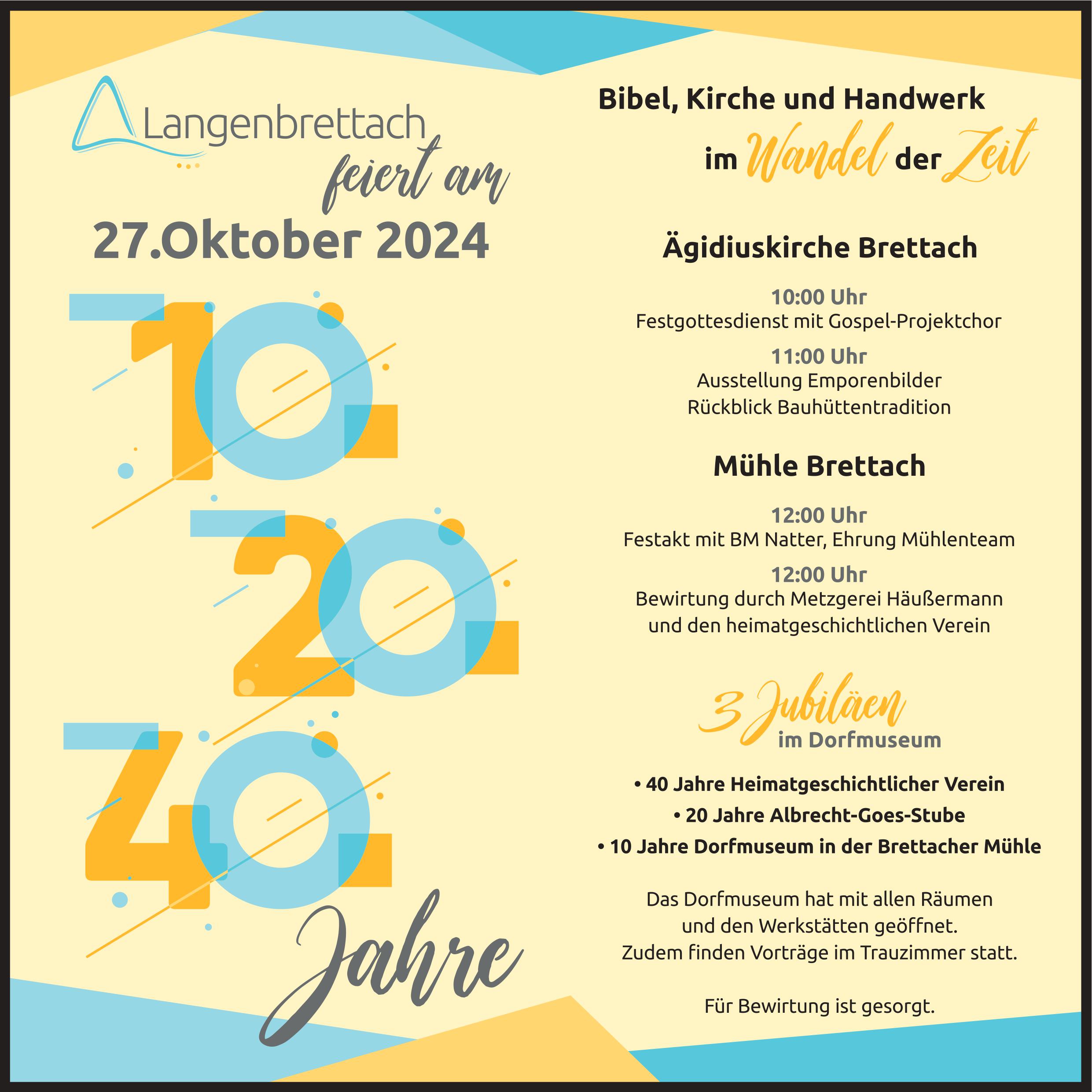                                                     Jubiläum am 27.10.2024                                    